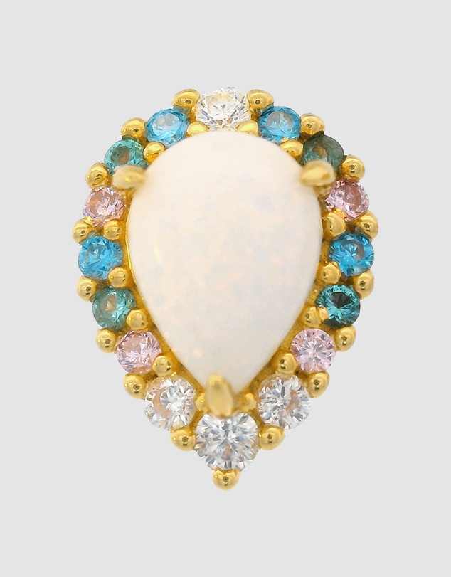 Georgini - GEORGINI WISTERIA CREATED OPAL FLORIBUNDA STUD EARRINGS GOLD