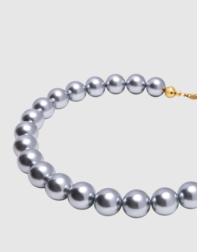 Nialaya Jewellery - Chunky Pearl Choker with Silver Finish