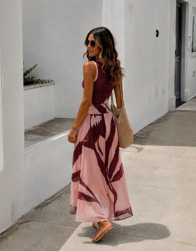 Esther & Co - Balayage Dress - Wine Floral