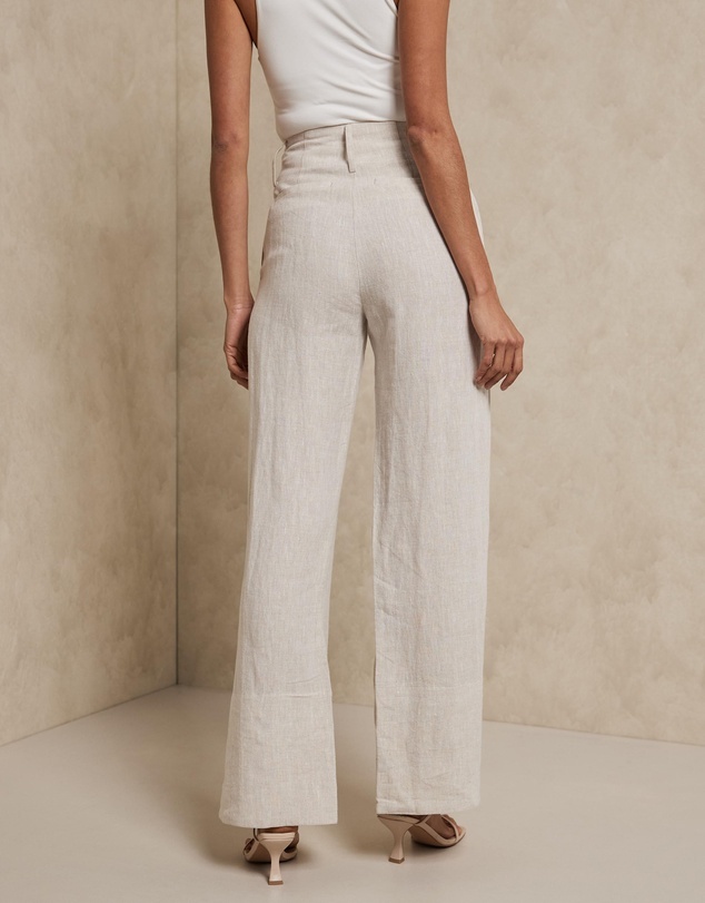 AERE - Linen Wide Leg Pants With Deep Waist Band