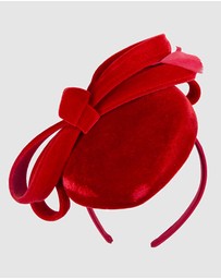 Max Alexander - Velvet Red Winter Pillbox Fascinator