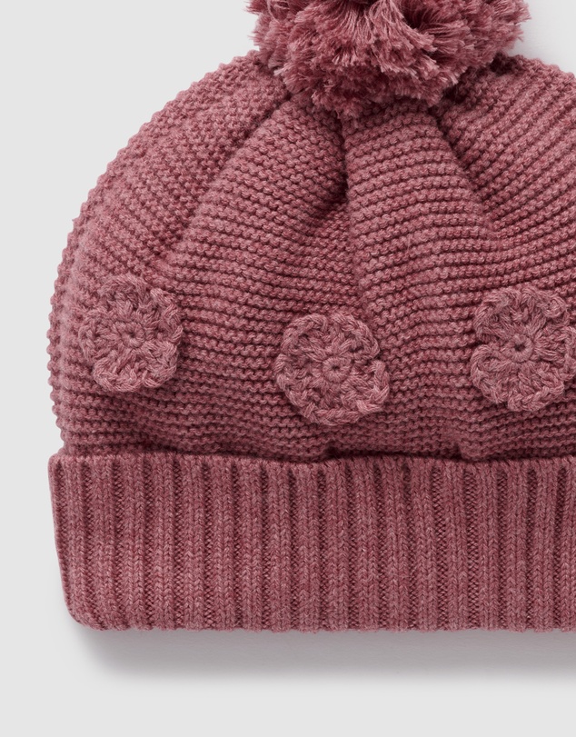 Purebaby - Crochet Flower Beanie -Kids-Babies