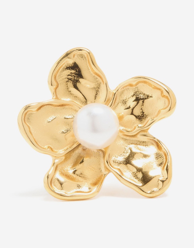 Lovisa - Waterproof Gold Plated Stainless Steel Large Flower Pearl Ring