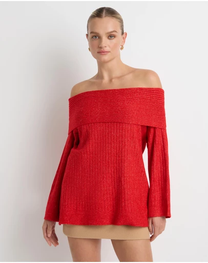 Dazie - Romee Off The Shoulder Knit Jumper