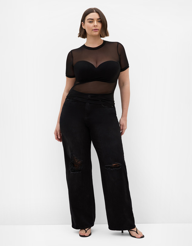 City Chic - Plus size Stretch Mesh Tee - black