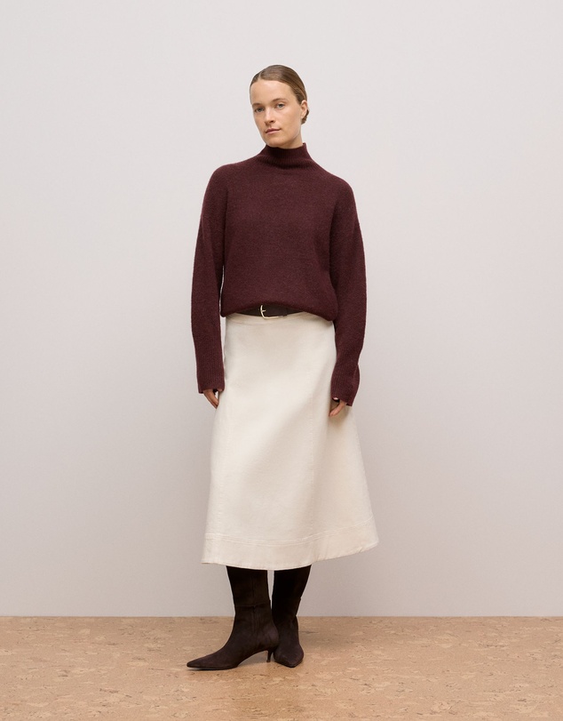 Trenery - Alpaca Merino Blend Relaxed Mock Neck in Espresso