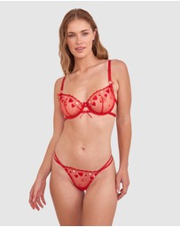 Bras N Things - Night Games Oh La La Unlined Bra & String Set - Light Red