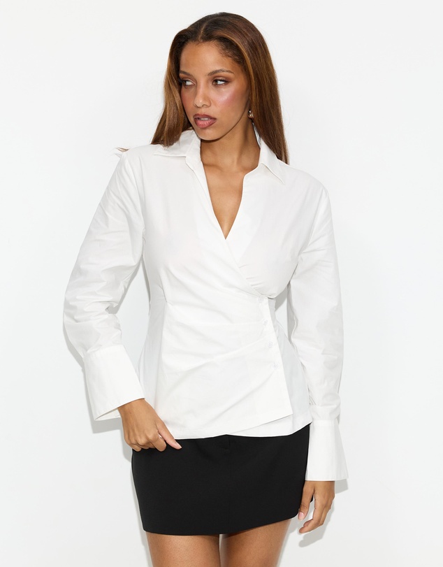 Dazie - Latte Asymmetrical Shirt