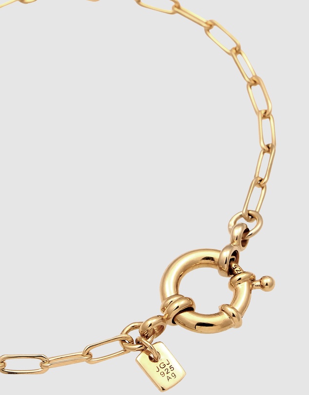 Kuzzoi - ICONIC EXCLUSIVE - Long Link Chain Bracelet with Smiling Charm in Gold-Plated 925 Sterling Silver