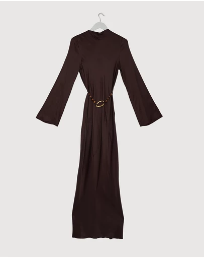 Revibe - Repaired Shona Joy Agnes Long Sleeve Maxi Dress with Belt - AU 10