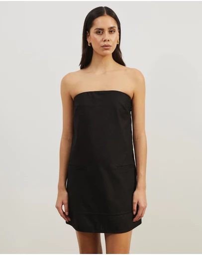 Atmos&Here - Koa Strapless Linen Blend Mini Dress