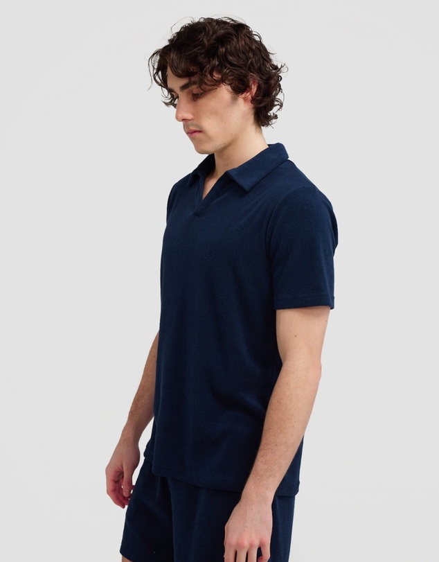Vacay Swimwear - Navy Terry Polo