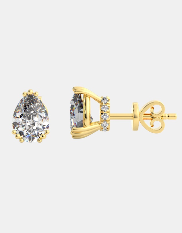 Georgini - Georgini Elegant Essentials 7mm Pear Cut Hidden Halo Stud Gold