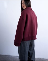 TOPSHOP - Oversized Scuba-Style Fabric Zip-Through Jacket