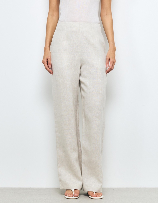 AERE - Elodie Clean Waist Wide Leg Linen Pants