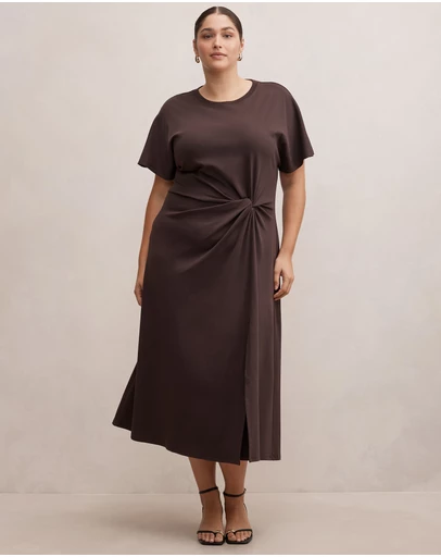 Forever New Curve - Rose Curve T-shirt Twist Midi Dress
