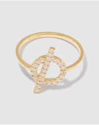 Wanderlust + Co - Pave Toggle 14K Gold Vermeil Ring