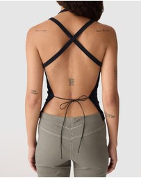 Bassike - Cross Back Tie Backless Tank