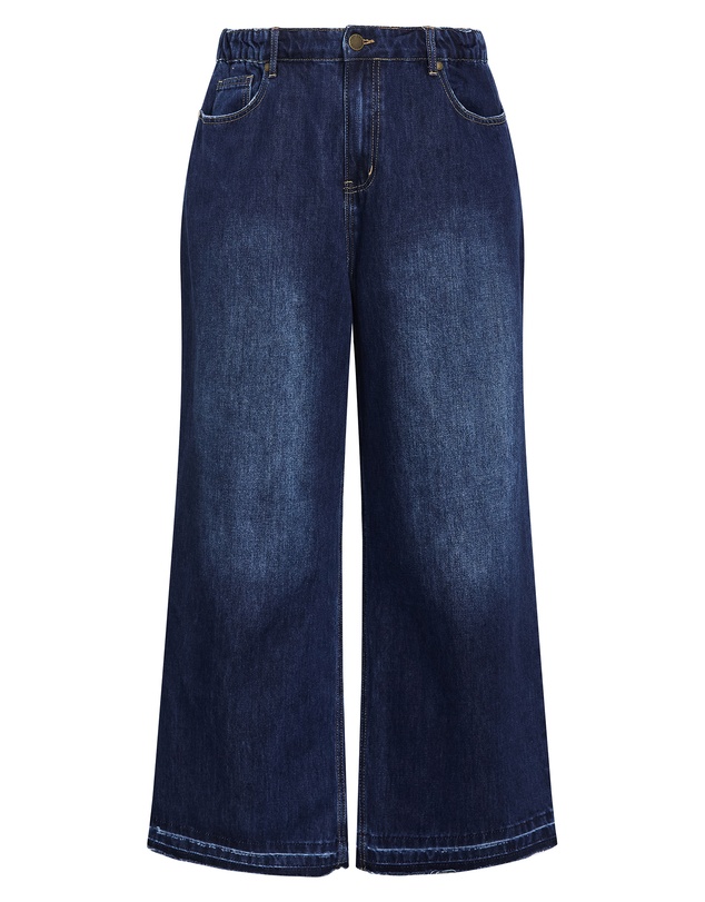 City Chic - Plus size Harley Fit Wide Leg Crop Jean - dark wash