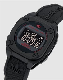adidas Originals - City Tech Four 42mm Black Resin Watch