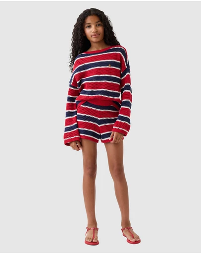 GAP - MB Stripe Crochet Shorts - Teens