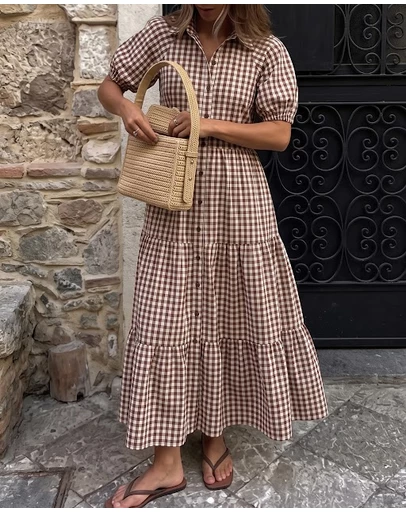 Atmos&Here - Alexis Tiered Button Through Midi Dress