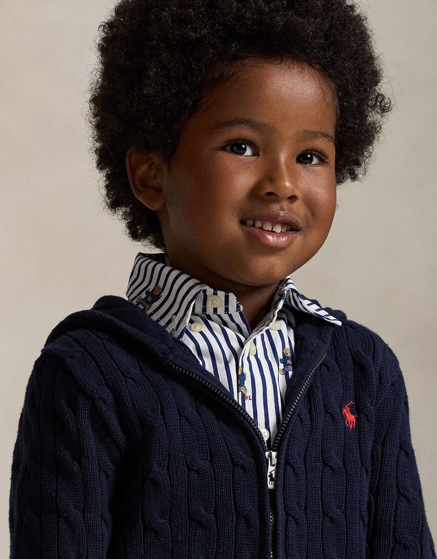 Polo Ralph Lauren - Cable Cotton Hooded Full-Zip Sweater - ICONIC EXCLUSIVE - Babies-Kids