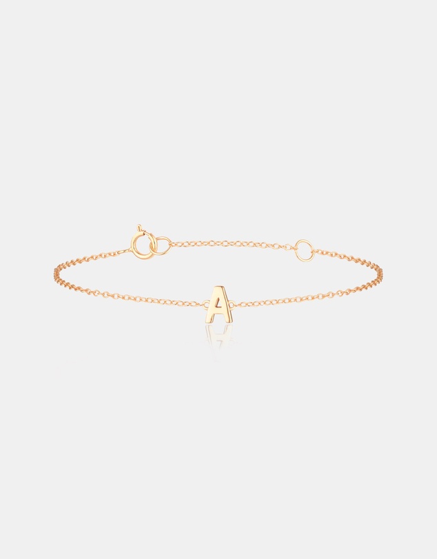 The Silver Collective - Petite A-Z Letter Bracelet Rose Gold - A