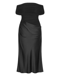 City Chic - Plus size Tati Off Shoulder Maxi Dress - black