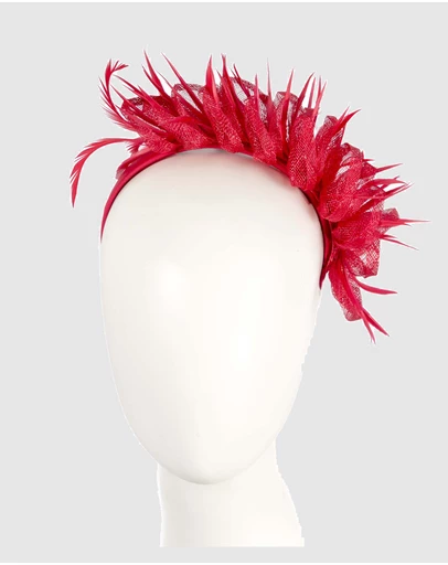 Max Alexander - Red Sinamay Fascinator Headband