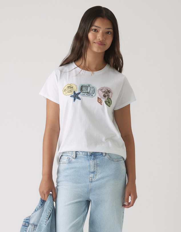Decjuba Kids - Beach Stamp Embellished Tee - Teens