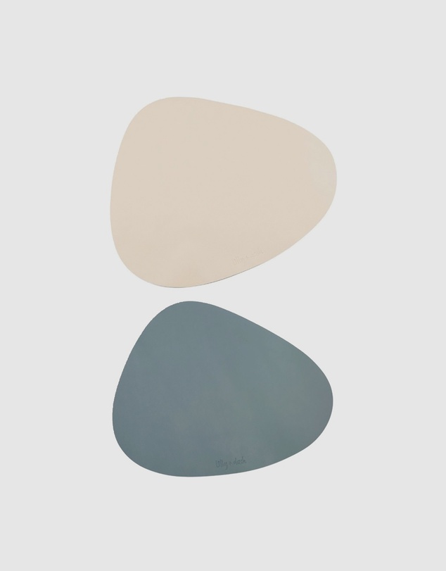 Lilly + Dash - Dog & Cat Asymmetric Placemats - Pebble Blue & Sand