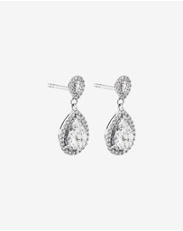 Michael Hill - Pear Cubic Zirconia Halo Drop Stud Earrings in Sterling Silver