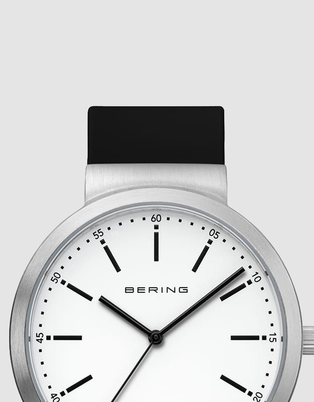 Bering - Bering Gents 41mm White Dial Black Silicon Strap Watch