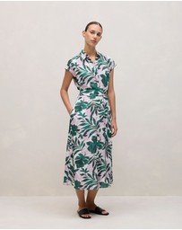 Trenery - Arbour Cap Sleeve Midi Shirt Dress in True Green