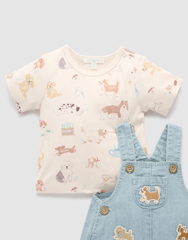 Purebaby - Denim Overall Set-Kids-Babies