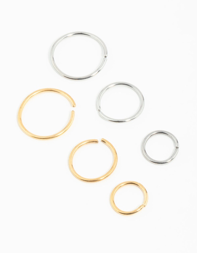 Lovisa - Mixed Metals Graduating Nose Rings 6-Pack