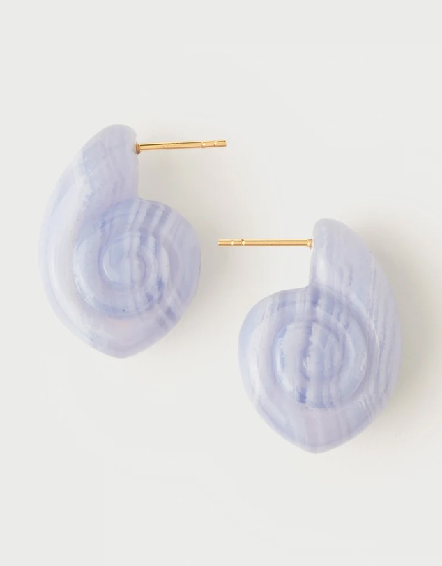 PDPAOLA - Blue Lace Agate Shell Earrings