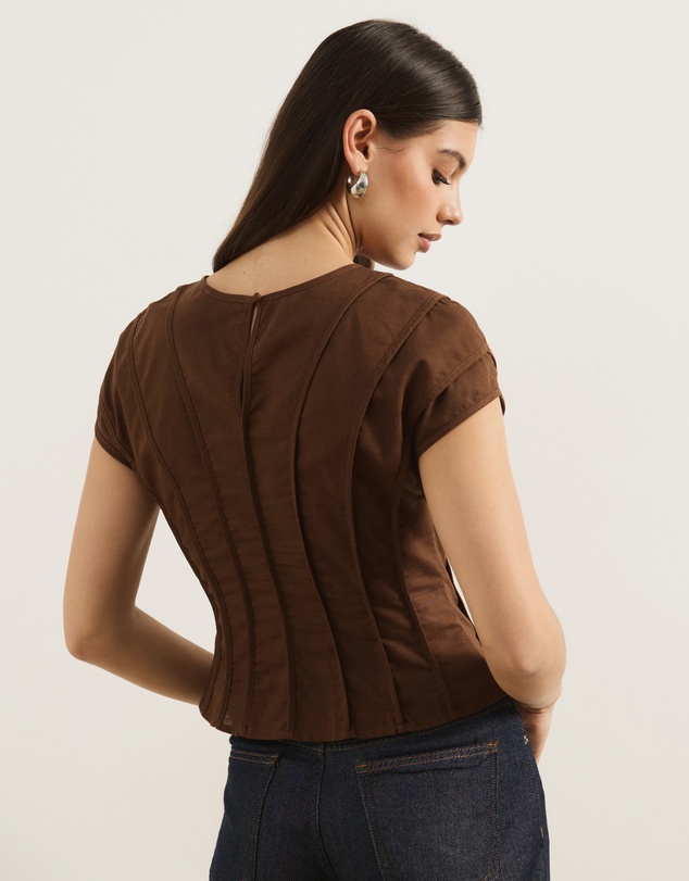 Atmos&Here - Ada Panelled Linen Blend Top