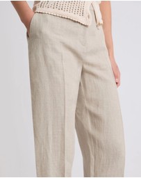 Marella - Linen Tapered Pleat-Front Pants