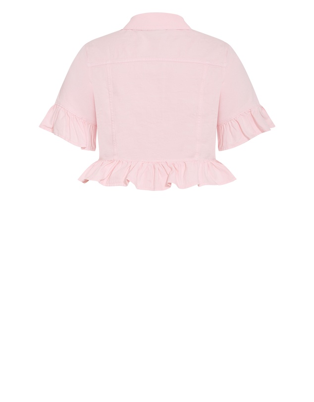 City Chic - Plus size Florence Crop Denim Jacket - heavenly pink