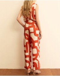 Emme - Geranium Red Printed Trousers