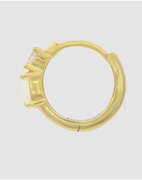 Georgini - Georgini Opal Glow White Created Opal Hoop Gold Earrings