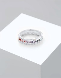 Elli Jewelry - Ring Set Multi-Colour with Crystals in 925 Sterling Silver