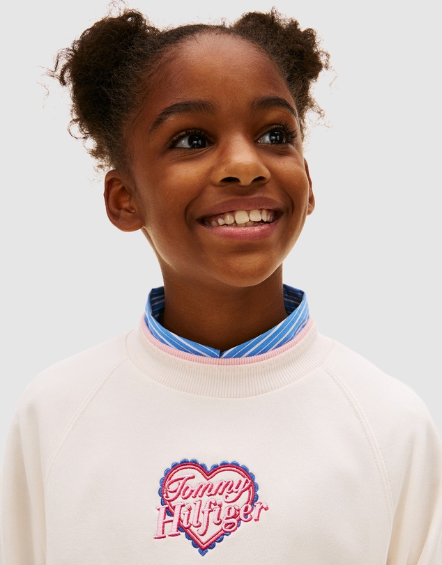 Tommy Hilfiger - Heart Embroidery Drawstring Waist Sweatshirt Dress - Kids