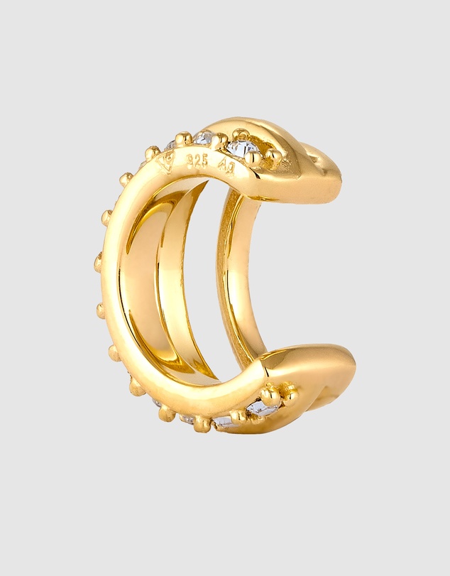 Elli Jewelry - Crystal Ear Cuff in Gold-Plated 925 Silver