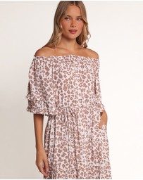 Petal & Pup - Rhody Off Shoulder Maxi Dress - White Leopard