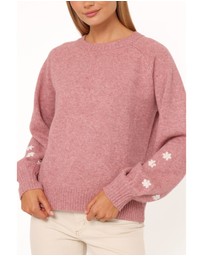 Petal & Pup - Fleming Flower Applique Sweater - Rose
