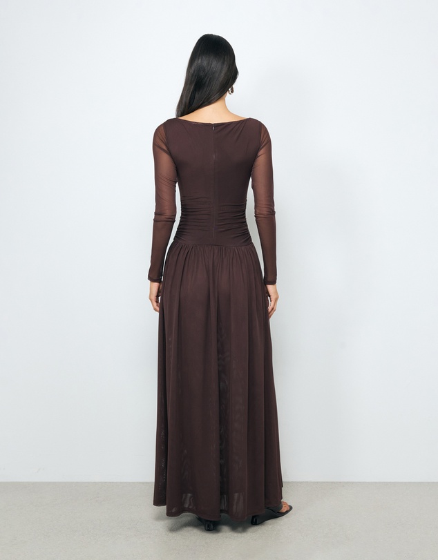 AERE - Lula Boat Neck Mesh Maxi Dress
