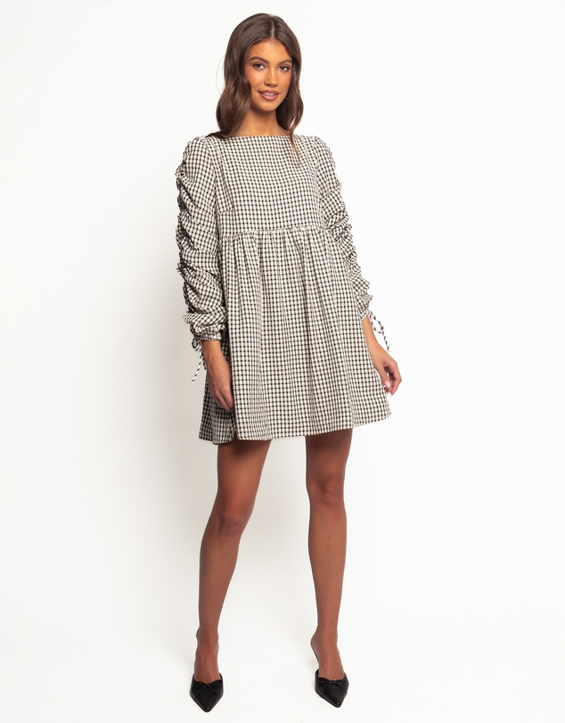 Petal & Pup - Micaela Long Sleeve Mini Dress - Black Gingham